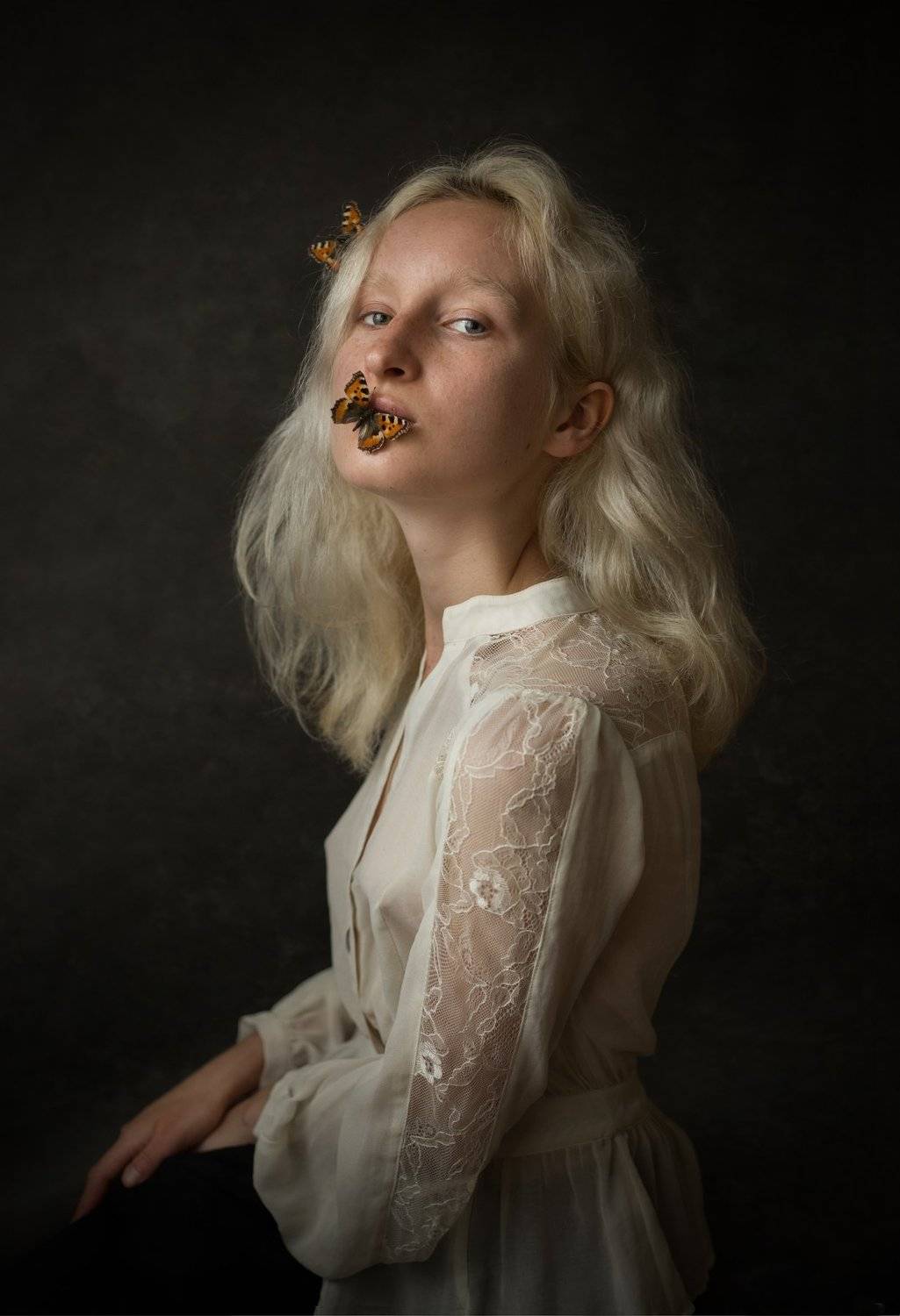 model, butterfly, girl, slavic, Izabela Nowakowska