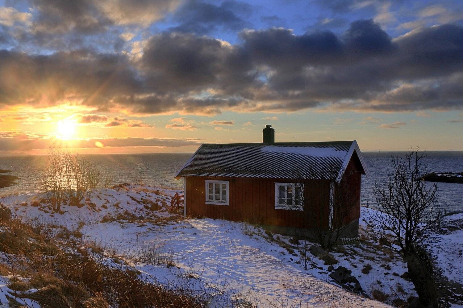 рассвет, путешествие, норвегия, домик, солнце, travel, sunrise, norvay, lofoten, Михаил Конарев