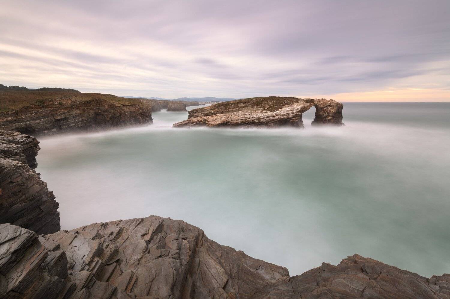 arch, atlantic, beach, cabo, cantabrian, cape, catedrais, cathedral, cliff, clouds, coast, coastline, dawn, erosion, europe, european, famous, foam, galicia, gate, green, landmark, landscape, lugo, monument, morning, natural, nature, ocean, playa, praia, , Andrey Omelyanchuk