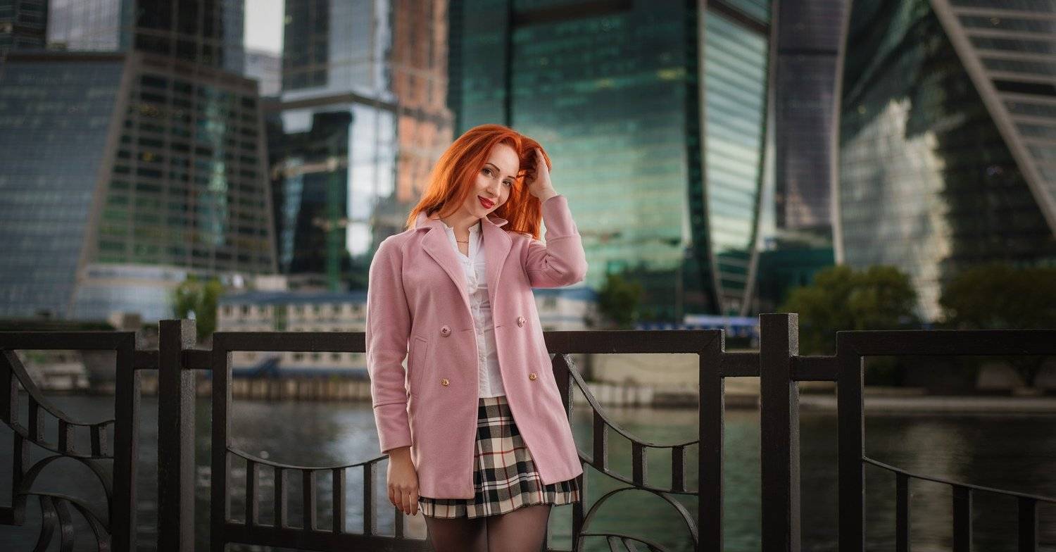 девушка, секси, рыжая, город, портфолио, Serguei Boukarev