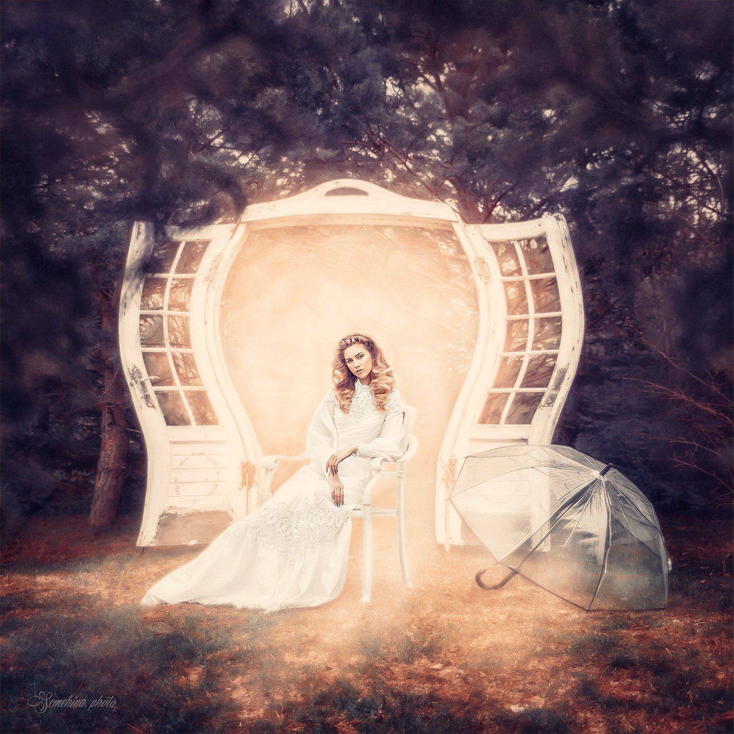 девушка, зонт, сказка, винтаж, girl, fairytale, vintage, white, magic, outdoor, Марина Семёхина