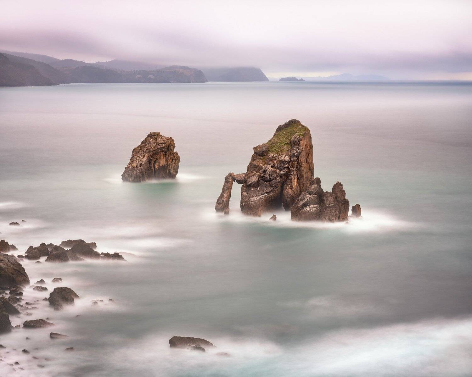 arch, atlantic, basque, bay, beach, bermeo, biscay, cliff, clouds, coast, coastline, country, dawn, dramatic, europe, euskadi, foam, gates, gaztelugache, gaztelugatxe, haze, island, islet, landmark, landscape, mist, morning, nature, ocean, outdoor, rain, , Andrey Omelyanchuk
