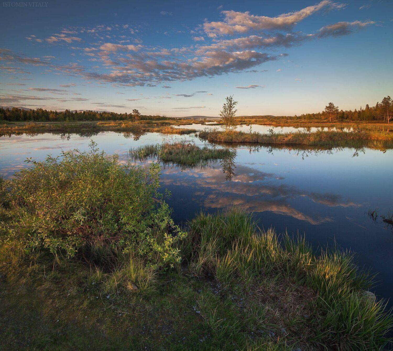 пейзаж,свет,россия,лето,хибины,кольский,отражение,вода,озеро,панорама,закат, Виталий Истомин