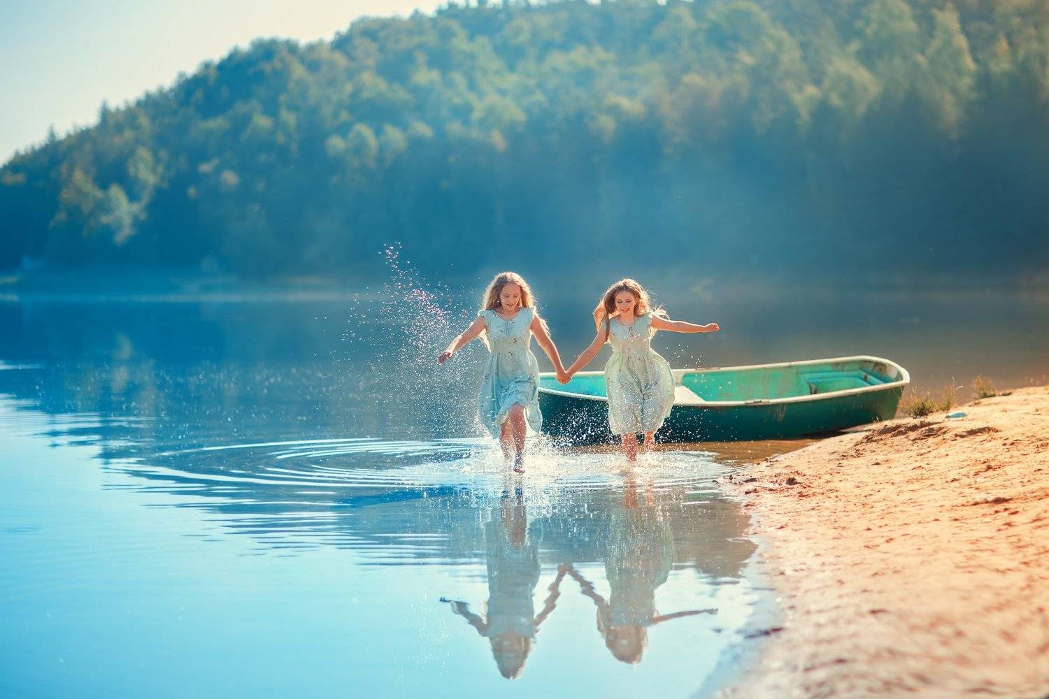 девочки дети лето озеро, Марина Акимова