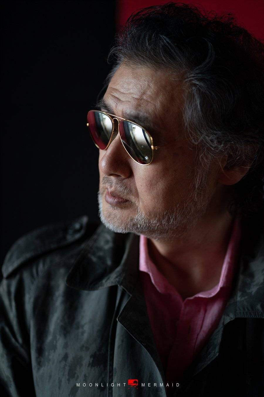 #sexy #middleage #man #beauty #sunglass #light #night #red #seminude #potrait  #a9 #sony, moonlight_mermaid