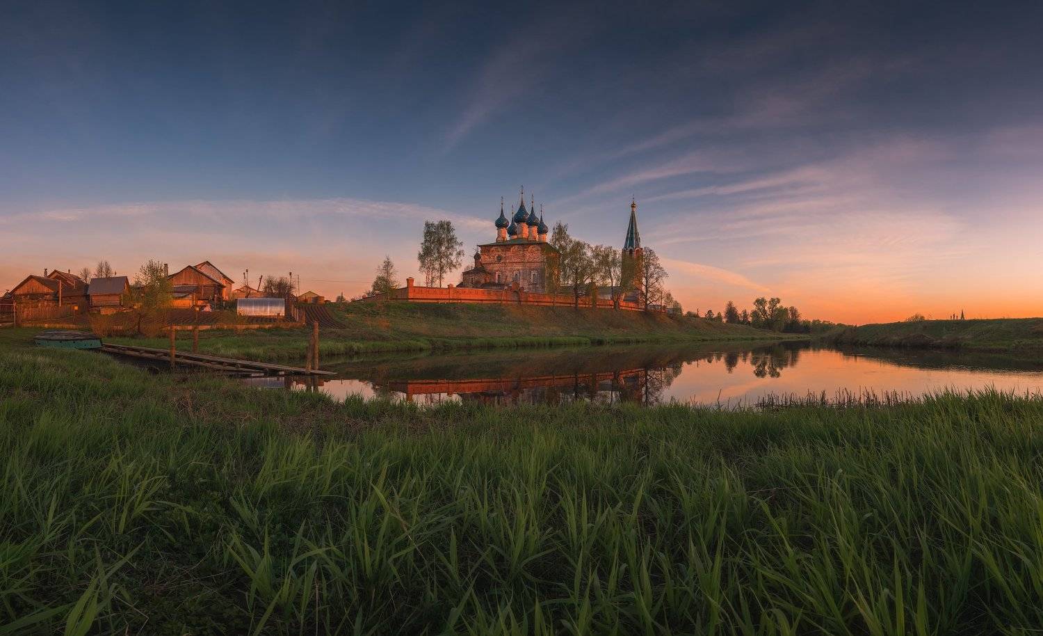 закат, вечер, река, пейзаж, дунилово, весна, Виталий Левыкин