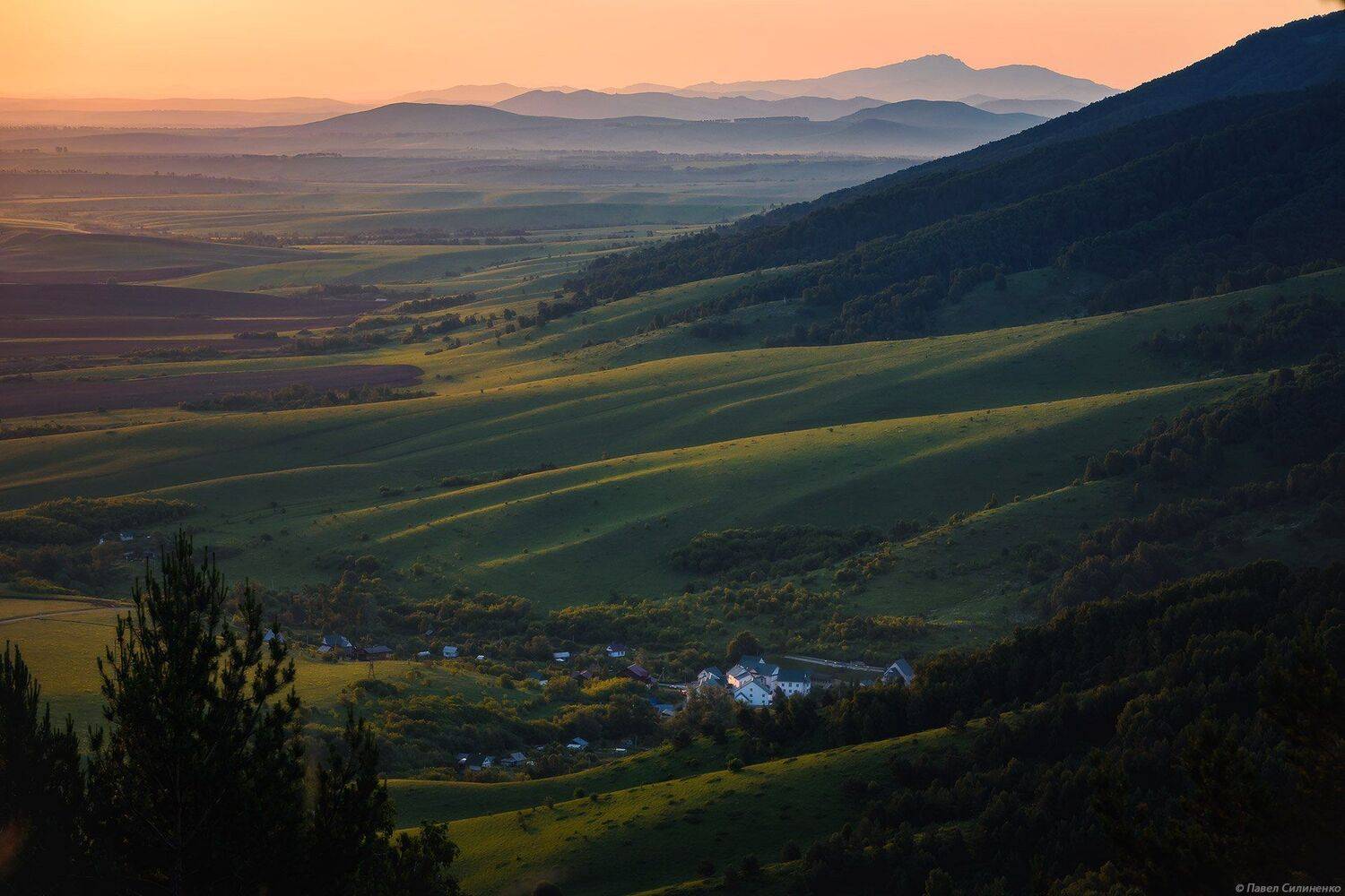 алтай, белокуриха, восход, утро, пейзаж, просторы, горы, поля, свет, холмы, Павел Силиненко
