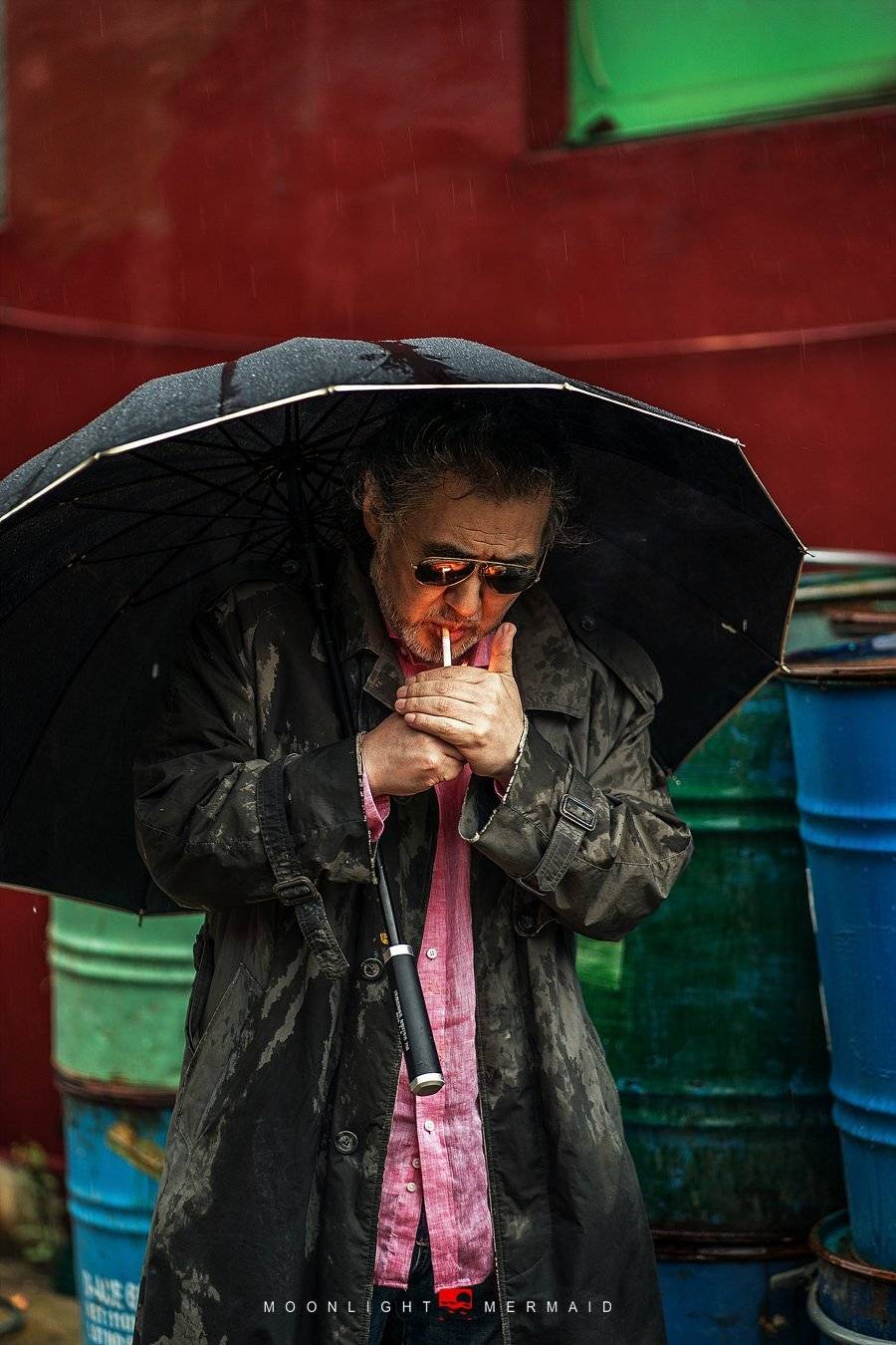 #sexy #middleage #man #beauty #sunglass #light #night #red #seminude #potrait  #a9 #sony, moonlight_mermaid