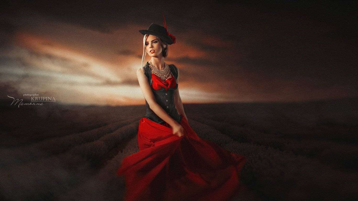 портрет, модель, поле, лаванда, portrait, Крупина Татьяна