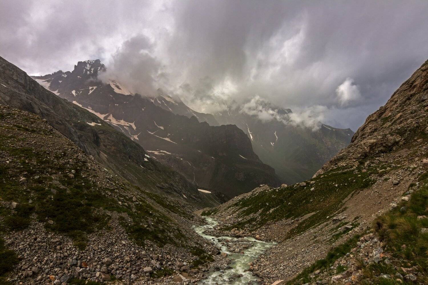горы, дождь, кавказ, река, Эстелла