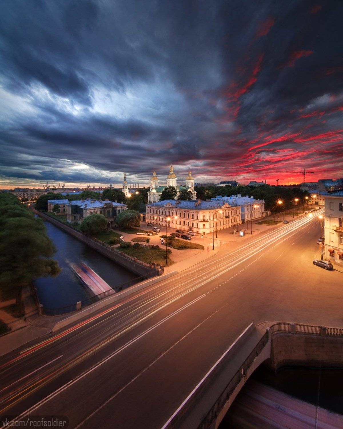 санкт-петербург, выдержка, крыша, пейзаж, закат, Голубев Алексей
