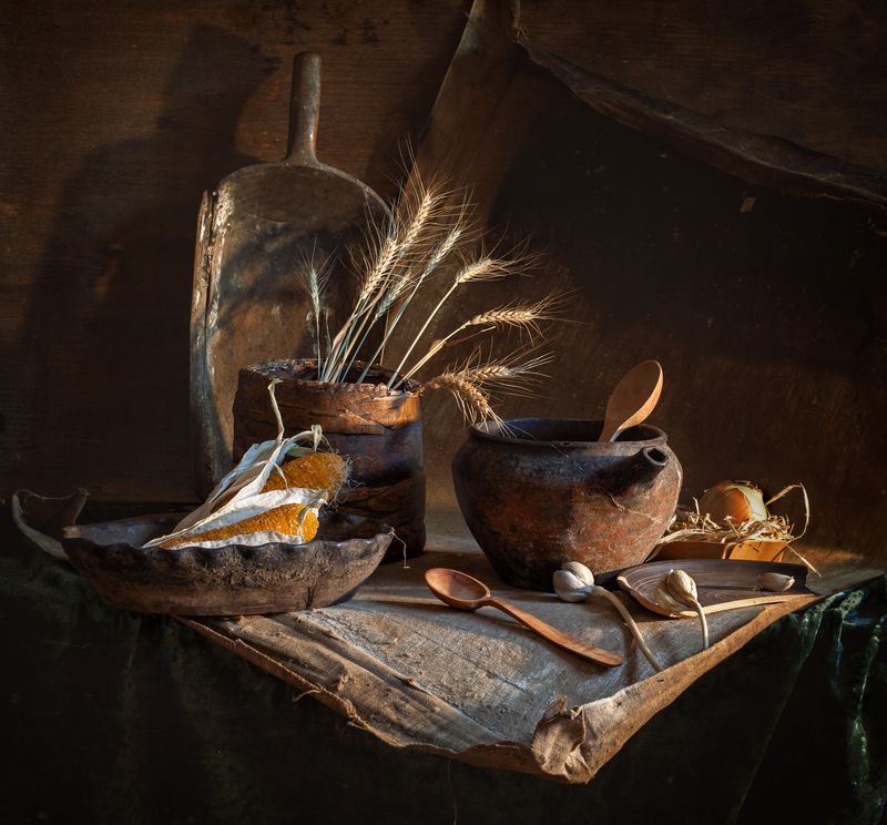 натюрморт,  деревенский натюрморт,still life, кукуруза, евгений корниенко, evgeny kornienko, stilleven Деревенский натюрморт фото превью