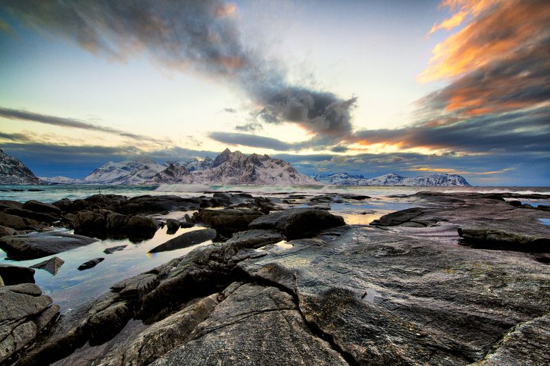 lofoten, winter, sea, rocks Lofoten in winter фото превью