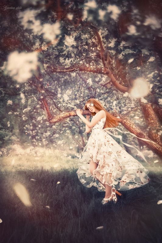 girl, portreit, blossom, fairytale, vintage, девушка, цветение, винтаж, портрет  фото превью