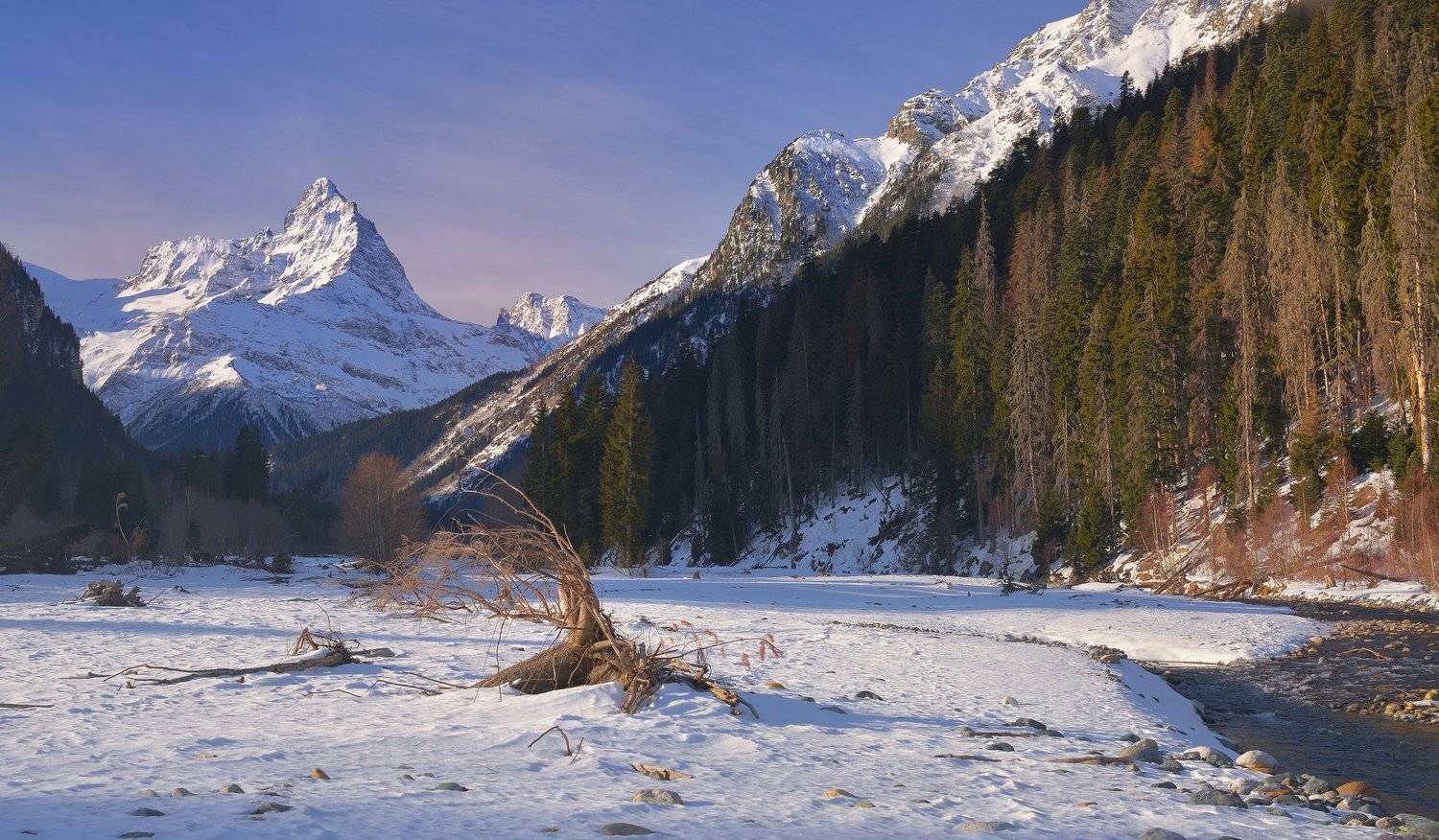 горы зима домбай утро белалакая, Александр Жарников
