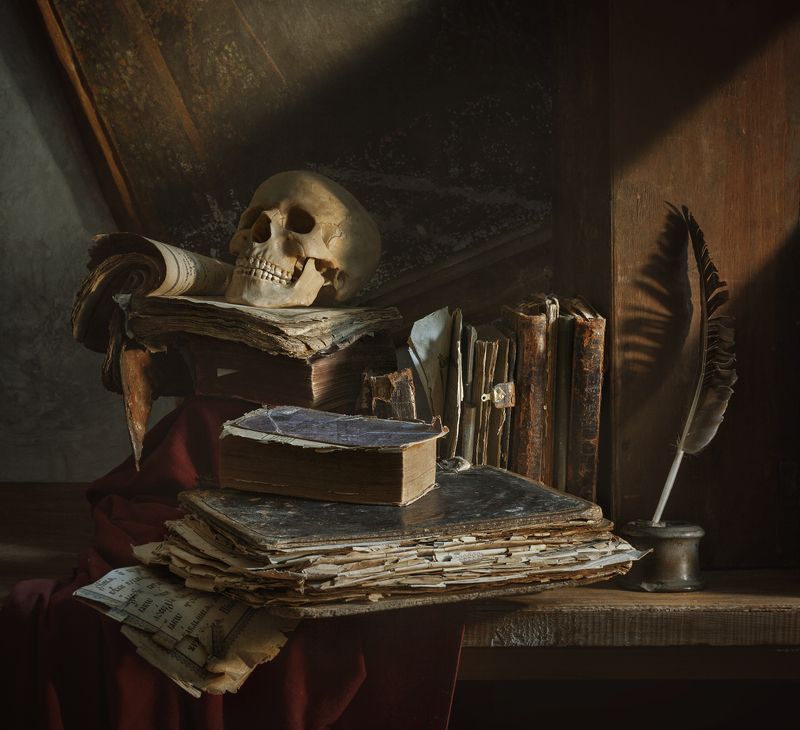 натюрморт, череп, книги, старые книги, ванитас, vanitas, still life, evgeny kornienko,евгений корниенко Vanitas (суета сует)  (переделан) фото превью