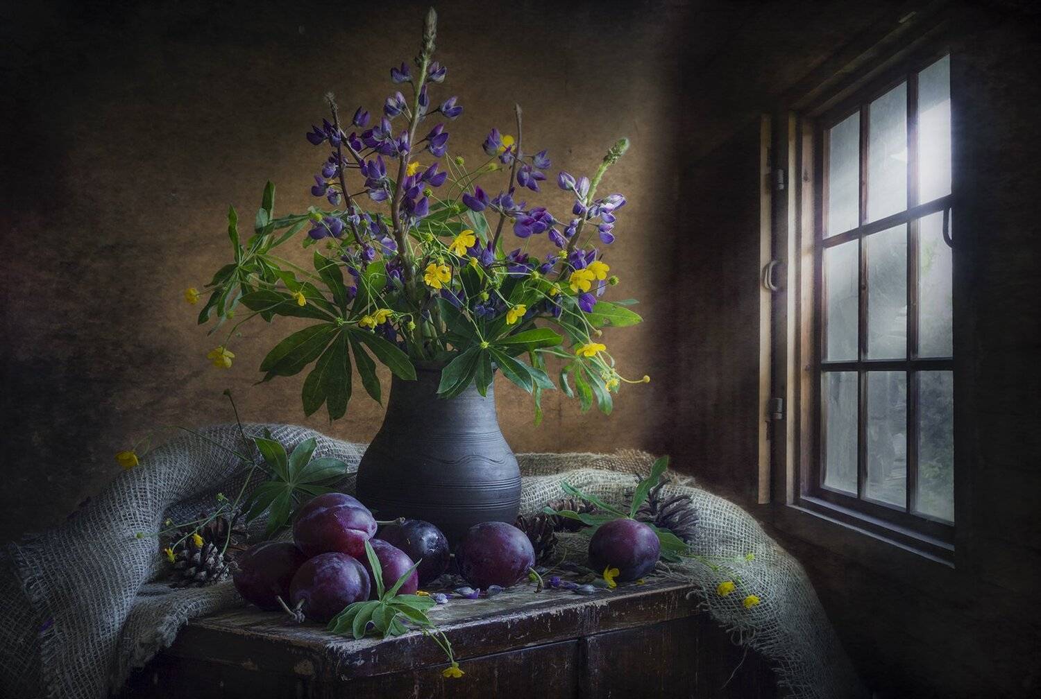 натюрморт,сливы,моё любимое окно, Елена Рубинская
