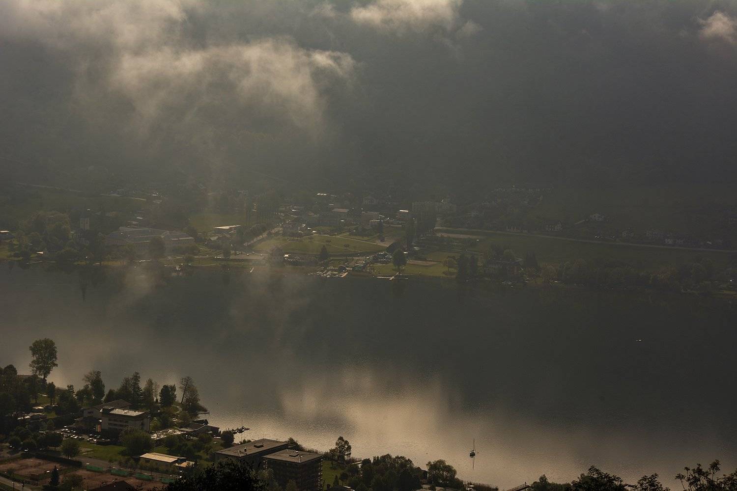 утро, туман, озеро, свет, городок Боденсдорф, Дмитрий Колисниченко