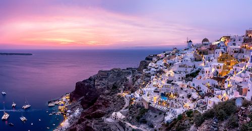 Santorini after sunset.