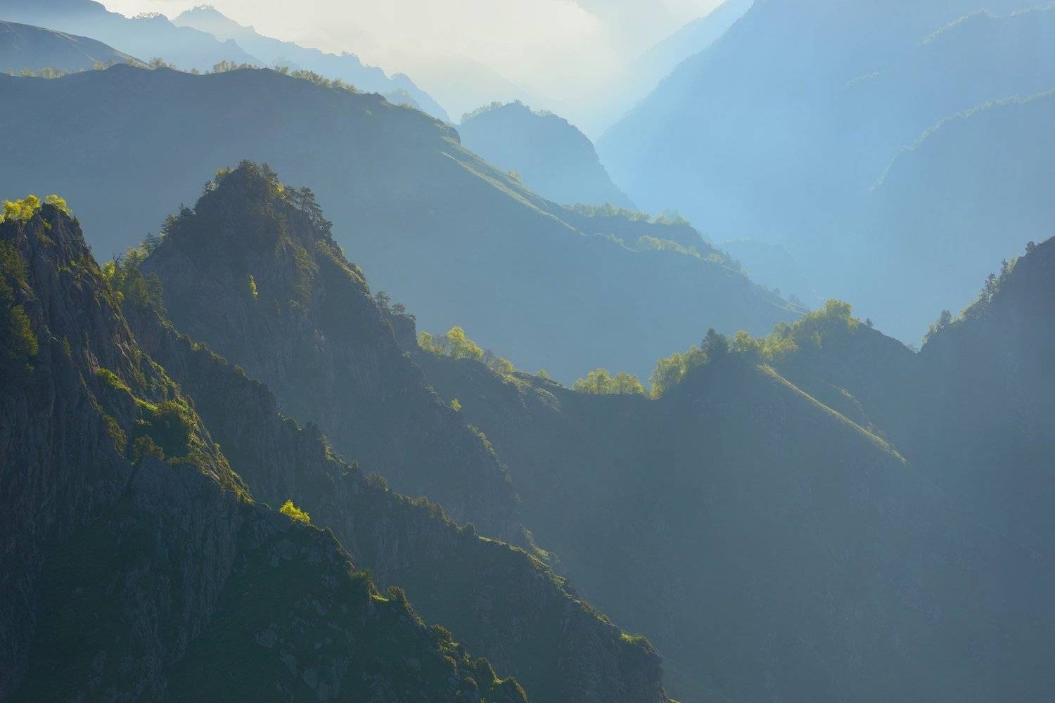 горы лето рассвет малка туман, Александр Жарников