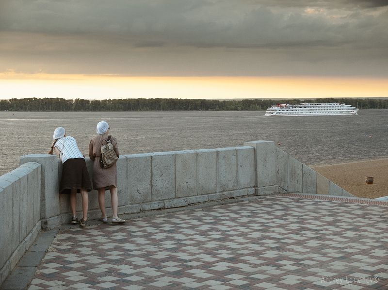 набережная, пляж, корабль, девушки, закат, лето, андрейларионов *** фото превью