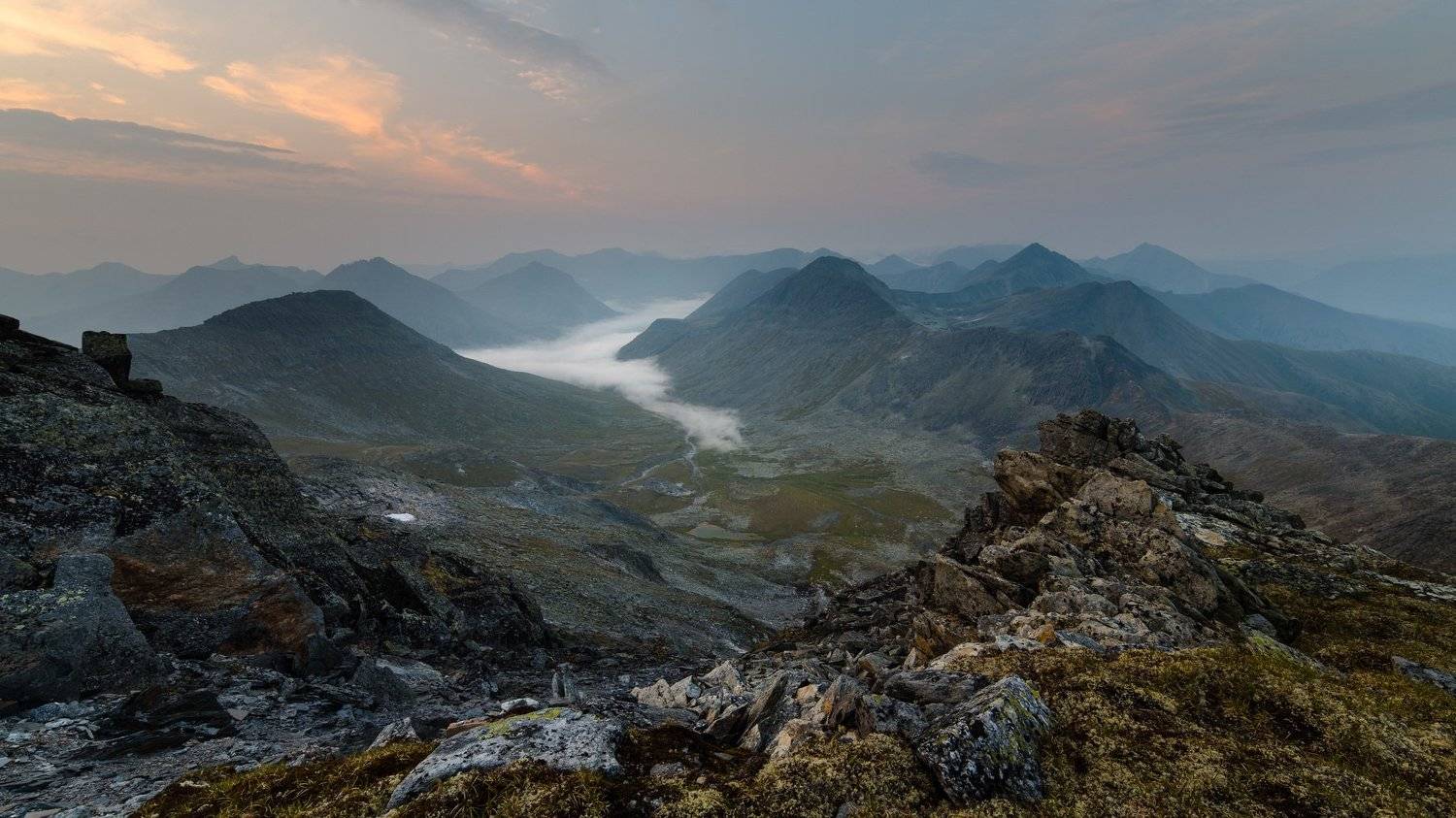 туман, горы, пейзаж, сумерки, Коровин Кирилл