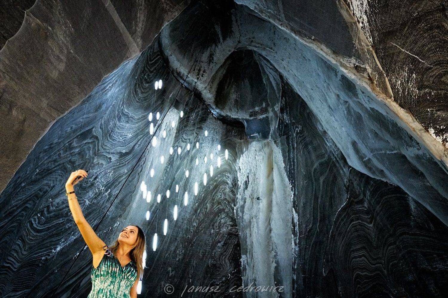 romania, salina,turda,salt,mine,selfie,photo,handy,underground,, Janusz Cedrowicz