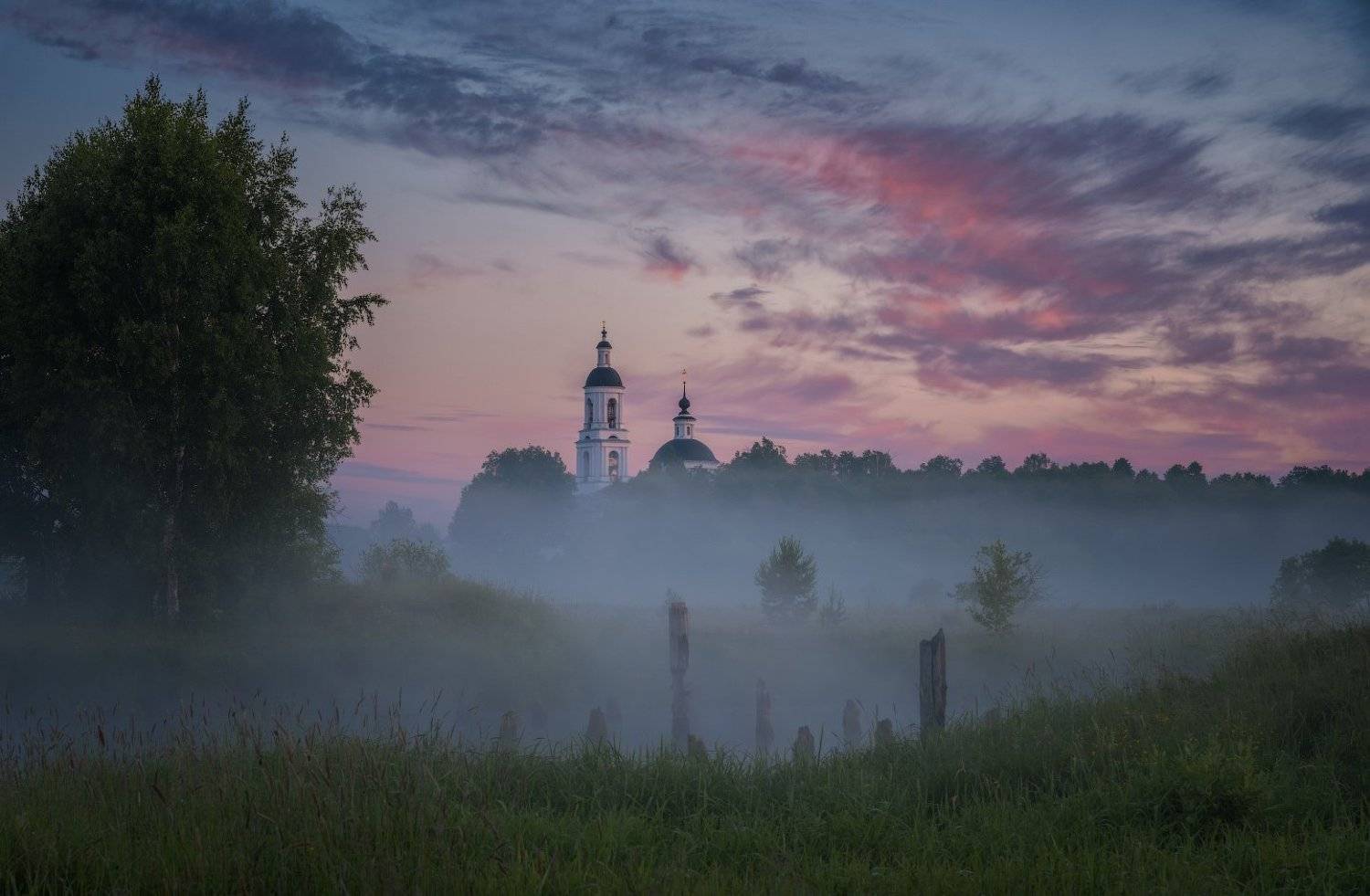 рассвет, природа, река, утро, вода, туман, Виталий Левыкин