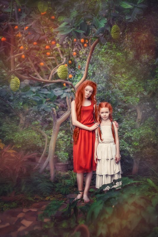 дети, ребенок, рыжая, портрет, оранжерея, красный, girl, child, red head, red hair, wood, outdoor, portreit  фото превью