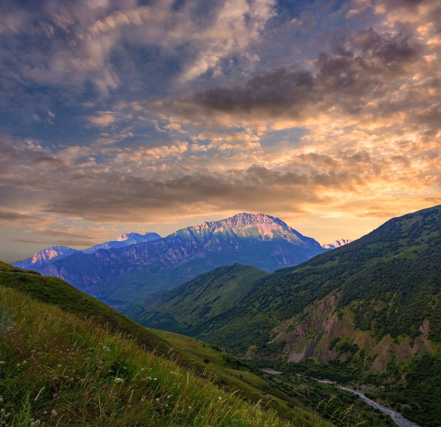 закат, горы,  кавказ, Эстелла