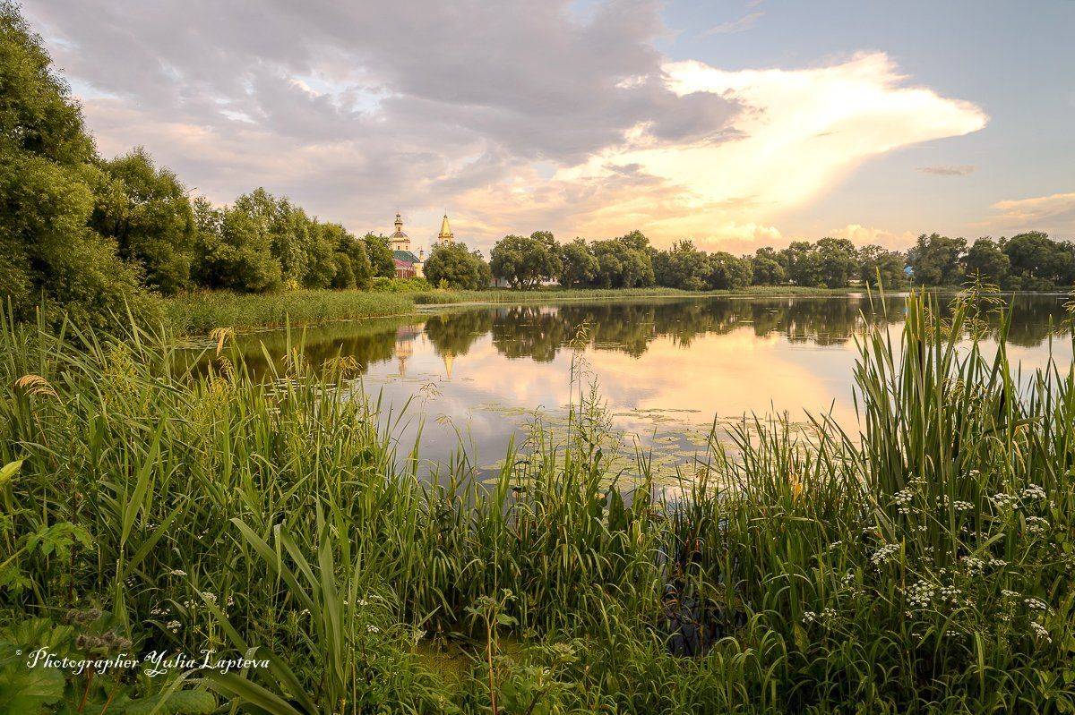 пейзаж,природа,храм,россия,вечер,закат,отражение,красота, Юлия Лаптева