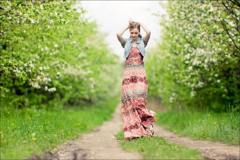 девушка, яблони * фото превью