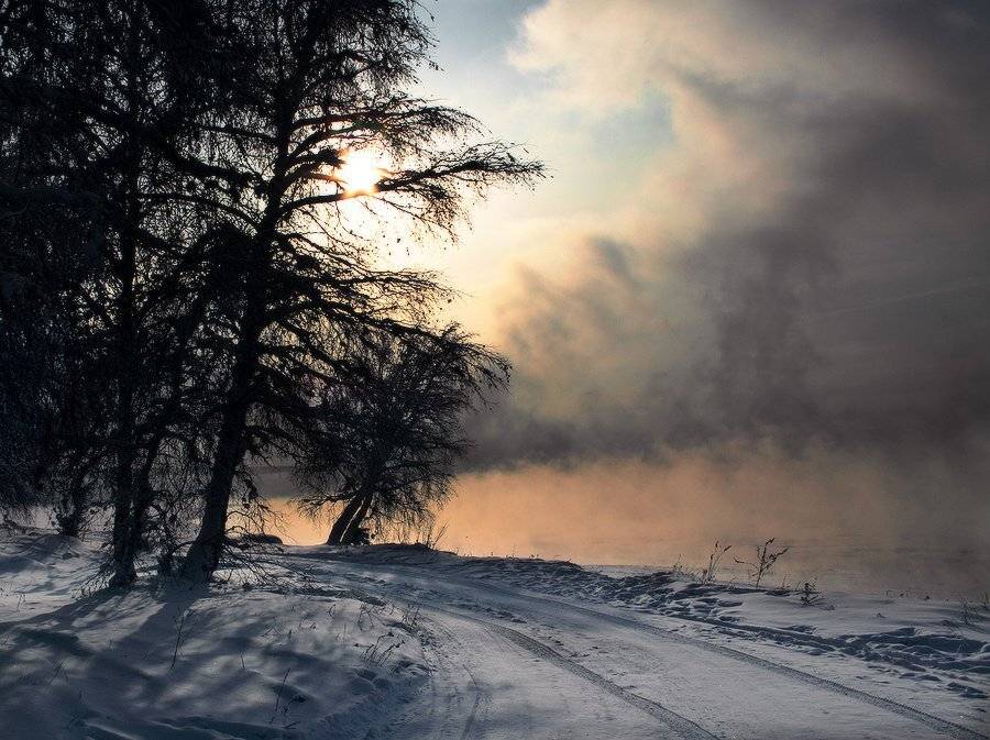 сибирь, ангара, зима, река, пар, Николай Морский