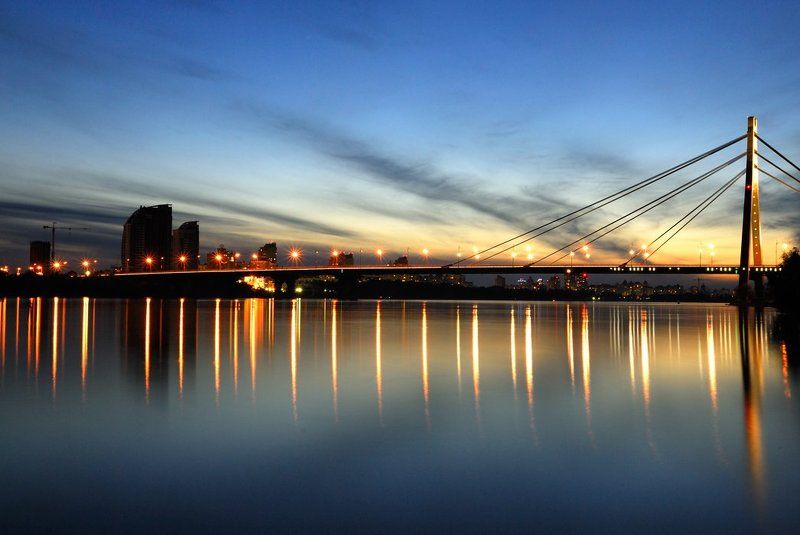 огни, ночного, города, мост Огни ночного города фото превью