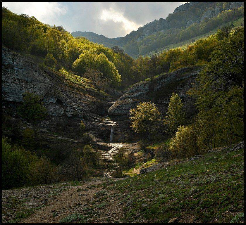 водопад, закат, Крым, речка джурла, Владимир Метцгер