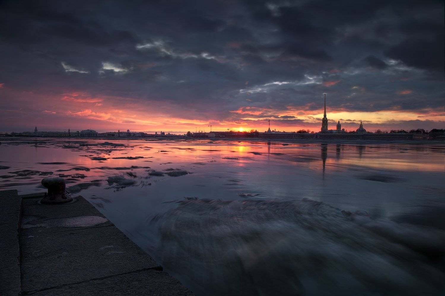 санкт-петербург, петропавловская, крепость, нева, закат, ледоход, EGRA : ЕГРА