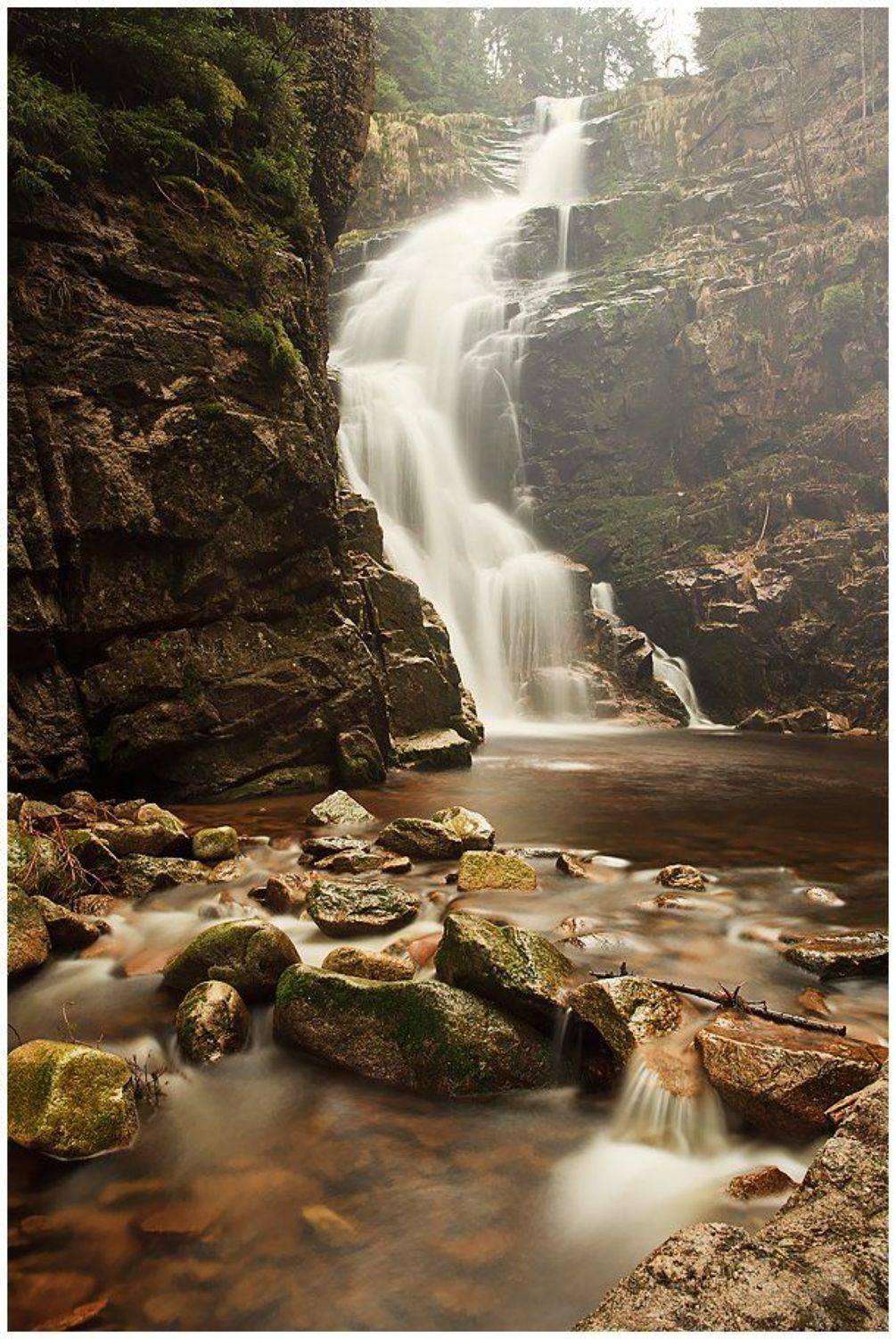 водопад, пейзаж, камни, вода, лес, Oleg Dmitriev