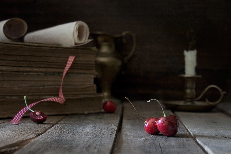 черешня, этюд, натюрморт Этюд с черешней фото превью