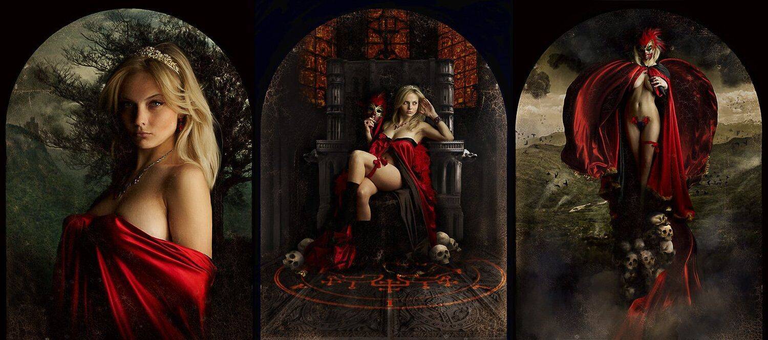 триптих, девушка, возрождение, готика, фентези, живопись, кракелюр, Вадим de-Zigner