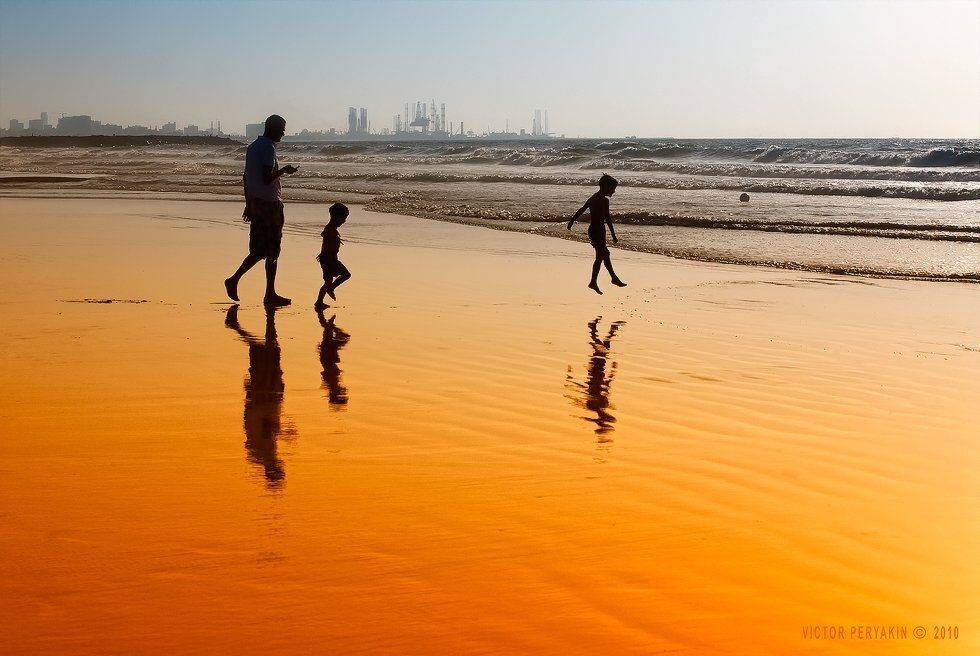отлив, дети, арабские, эмираты, вечер, Виктор Перякин