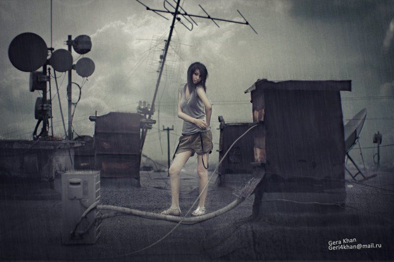 portrait, girl, портрет девушки, портрет, крыша.  фото превью