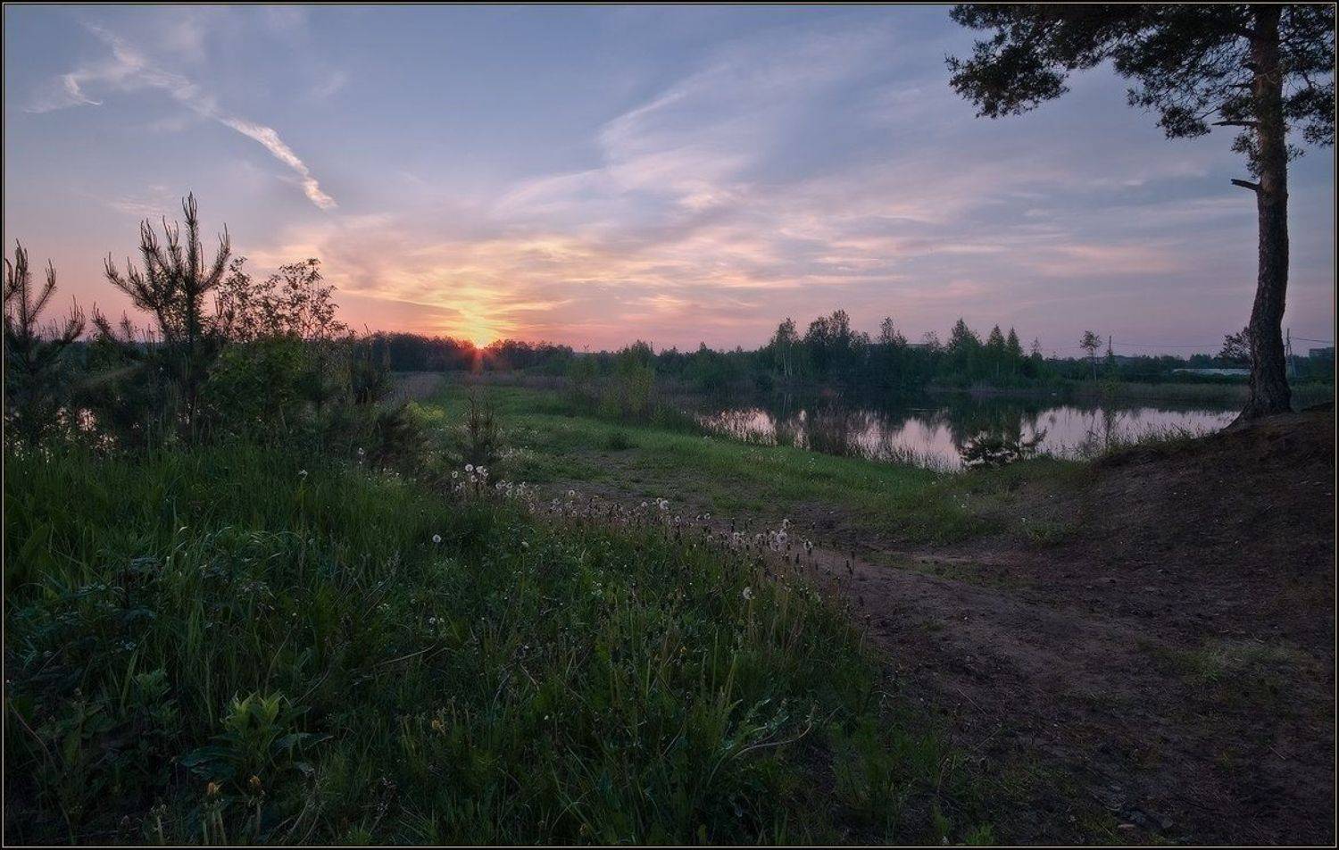 рассвет, озеро, лес, Иван