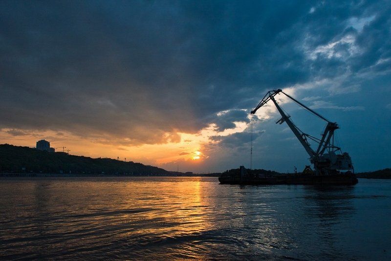 вечер, закат, лето, гидропарк, днепр,   фото превью