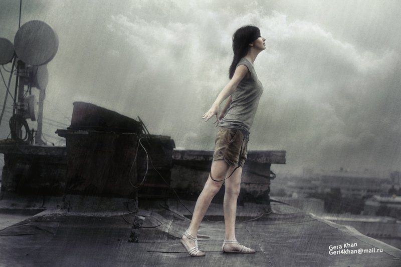 портрет, девушка, дождь, portrait, rain, girl  фото превью