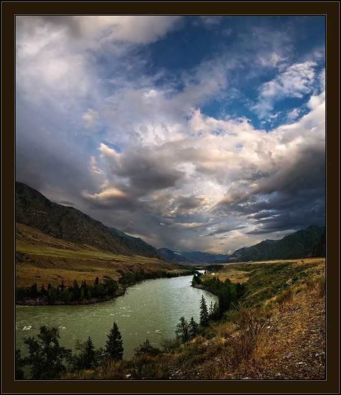 тучи, горы, непогода, вечер, катунь, алтай С погодой повезло фото превью