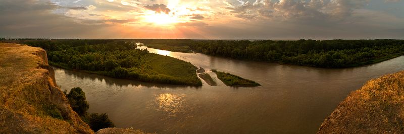 закат, кбр, терек, река  фото превью