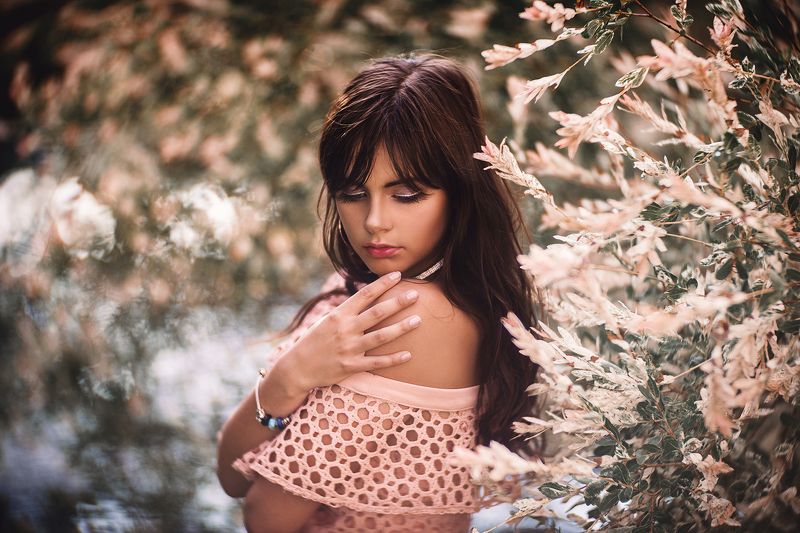 portrait, portraiture, outdoors, female, face, bokeh  Karina фото превью