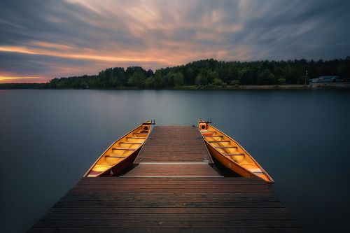 Sunset over lake