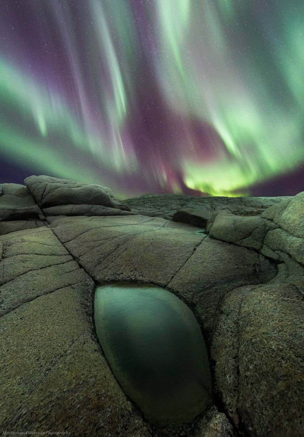 полярное сияние, заполярье, баренцево море, ночь, териберка, северное сияние, Меркушев Александр