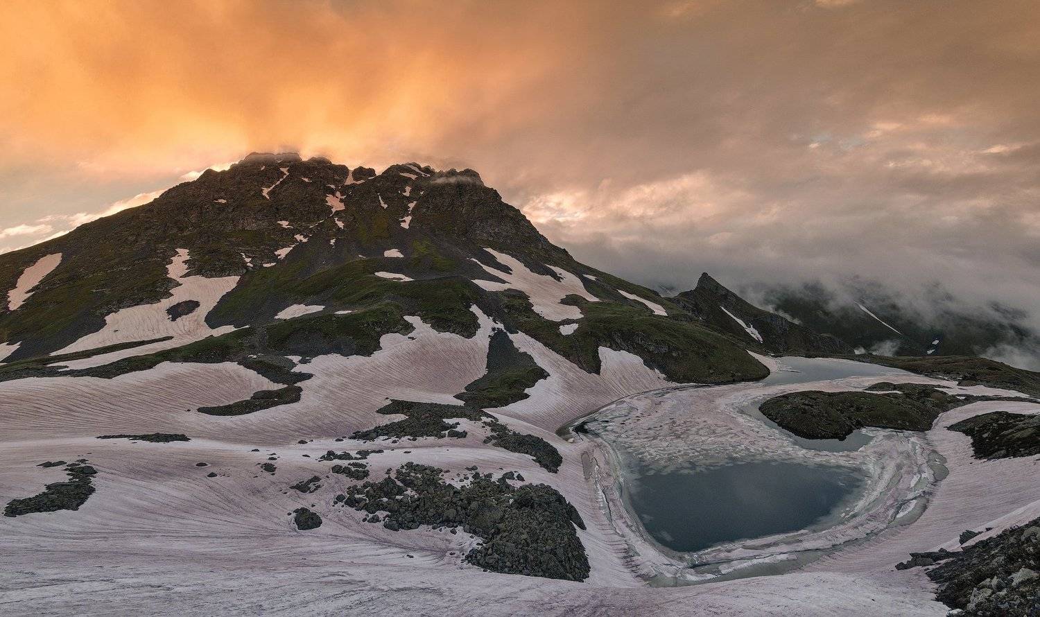 гора, загедан, июнь, 2018, озера, закат, кчр, большая, лаба, ФЁДОР